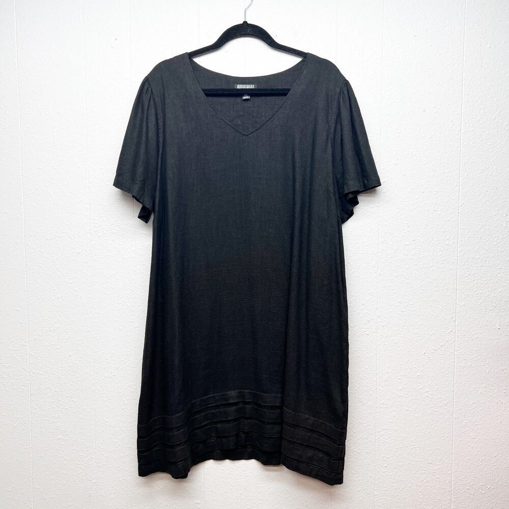 Nicole Miller Linen Blend Black Dress Womens XXL Beachy Vacation Resort Summer